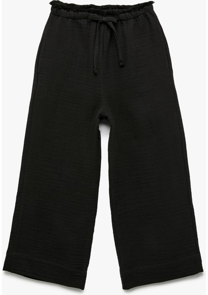Pamuklu Basic Müslin Geniş Paça Pantolon