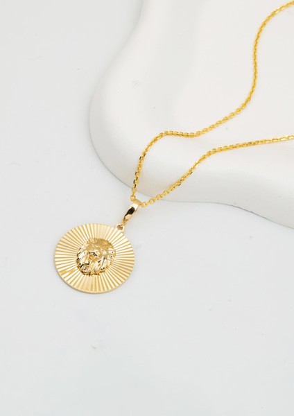 Aslan Başı Madalyon Kolye 14 Ayar Altın modelleri