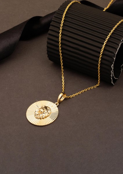 Aslan Başı Madalyon Kolye 14 Ayar Altın fırsatları