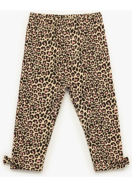 Leopar Desenli Fiyonklu Pamuklu Uzun Tayt fiyatları