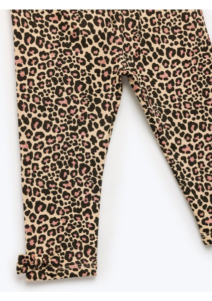 Leopar Desenli Fiyonklu Pamuklu Uzun Tayt modelleri