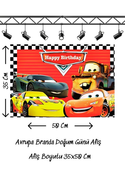 Cars Şimşek Mcqueen Arabalar Temalı Doğum Günü Afişi