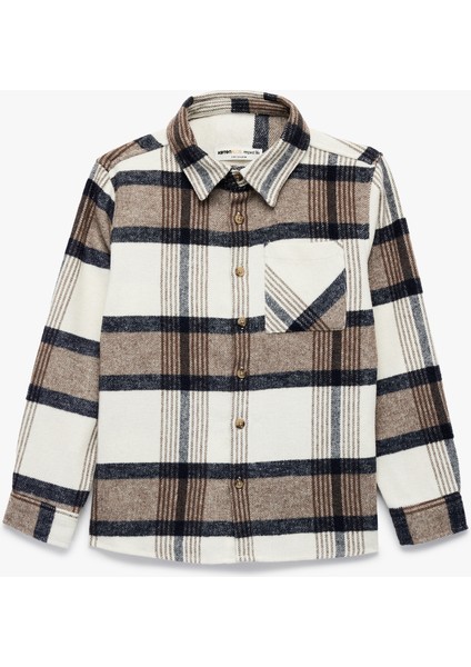 Flanel Kumaş Cepli Uzun Kollu Klasik Yaka Oduncu Gömleği