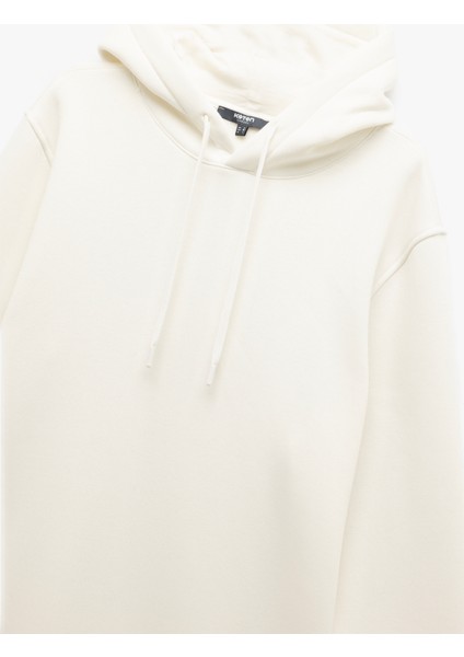 Şardonlu Uzun Kollu Basic Kapşonlu Sweatshirt indirimleri