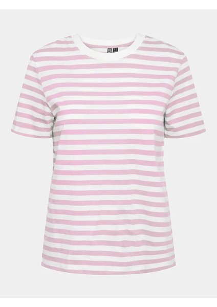 Pieces 17140802 0 Yaka Kadin Body - Pembe Cizgili fırsatları