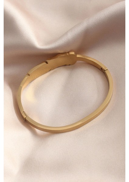 Gold Renk Yaprak Model Zirkon Taş Detay Kelepçe Kadın Bileklik fiyatları