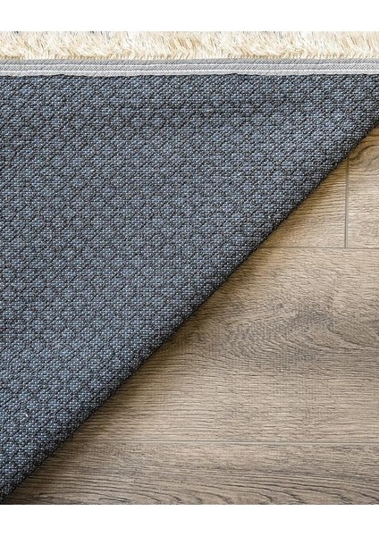 Modern Gri Lacivert Çerçeveli Dijital Baskı Hipoalerjenik Kaymaz Taban Halı Yolluk modelleri