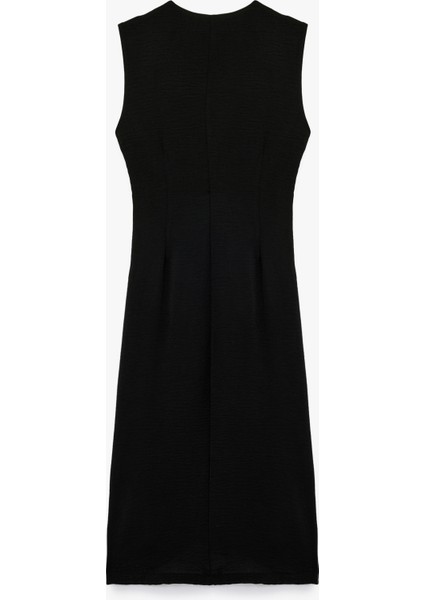 Aerobin Kumaş V Yaka Kolsuz Kruvaze Midi Boy Elbise fiyatları