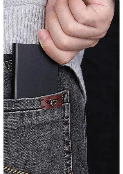 Otomatik Mekanizmalı Metal Kredi Kartlık Kartvizitlik Ince Model Siyah modelleri