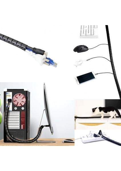 Kablo Düzenleyici Spiral Kablo Toplayıcı Çapı 20MM Siyah 1.5m fırsatları