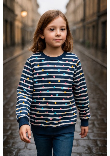 Kız Çocuk Puantiyeli Sweatshirt