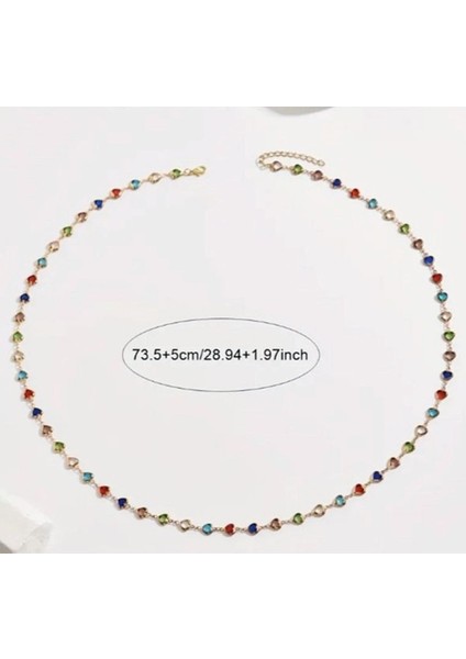 Sıra Renk Kalp Taşlı Uzun Çelik Y Kolye indirimleri