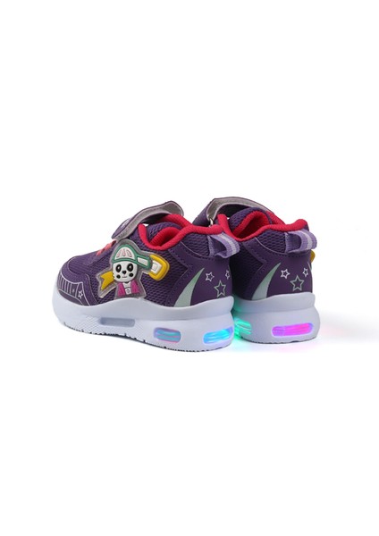 Kız Bebe Lila Fuşya Figürlü Işıklı Cırtlı Sneaker Günlük Spor Ayakkabı modelleri