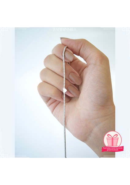 Kadın 925 Ayar Gümüş Taşlı Kalp Bileklik fiyatları