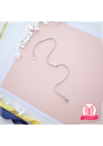 Kadın 925 Ayar Gümüş Taşlı Kalp Bileklik modelleri