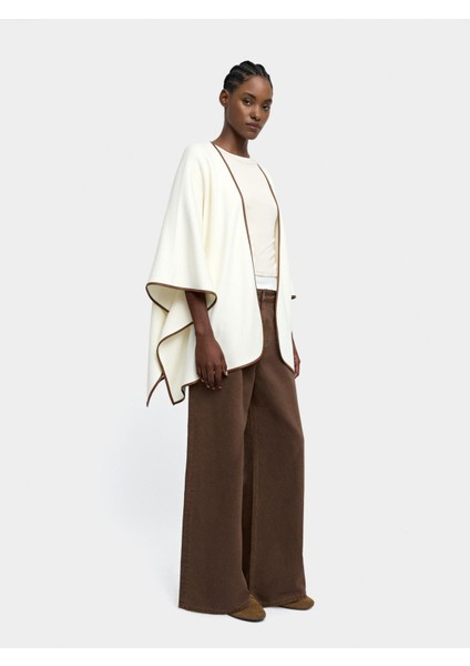 Kontrast Dikiş Detaylı Örme Panço modelleri