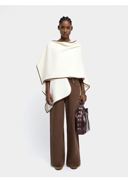 Kontrast Dikiş Detaylı Örme Panço indirimleri