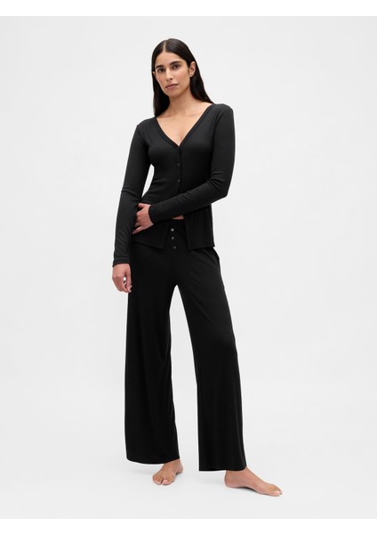 Kadın Siyah Mini Rib Pj Hırka modelleri