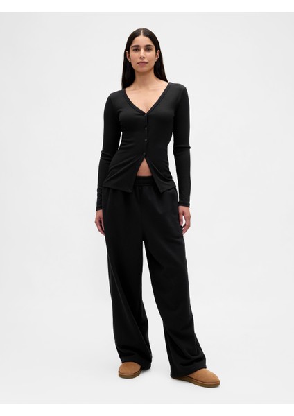 Kadın Siyah Mini Rib Pj Hırka