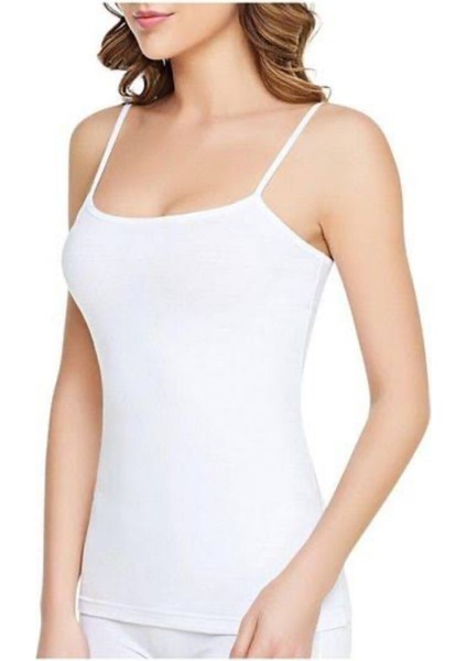 Kadın Ribanalı Ip Askılı Atlet %100 Pamuk 6'lı Paket-Beyaz