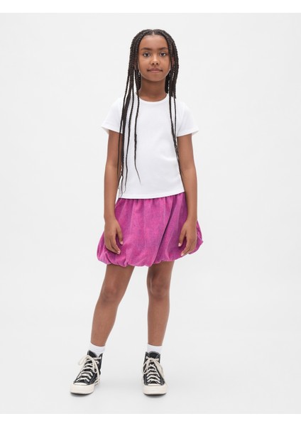 Kız Çocuk Pembe Denim Balon Etek