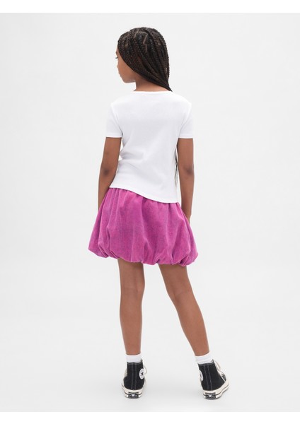 Kız Çocuk Pembe Denim Balon Etek modelleri