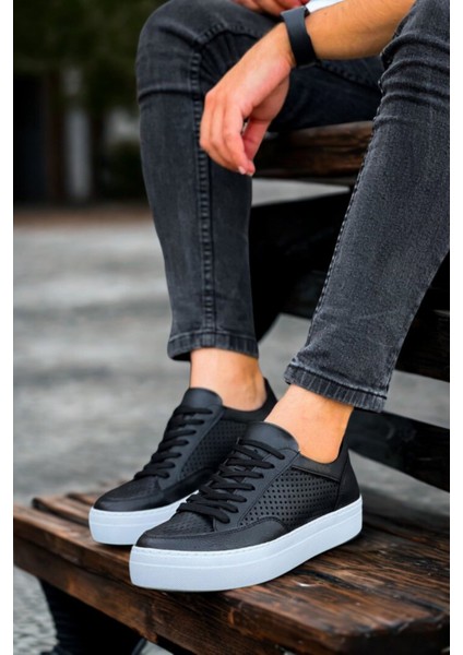 Erkek Siyah/beyaz Sneaker Ayakkabı MN015