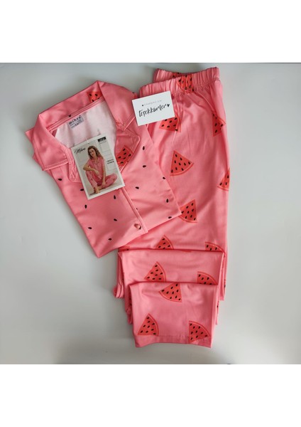 Kadın Karpuz Desenli Pijama Takımı