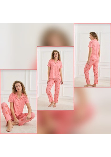 Kadın Karpuz Desenli Pijama Takımı modelleri