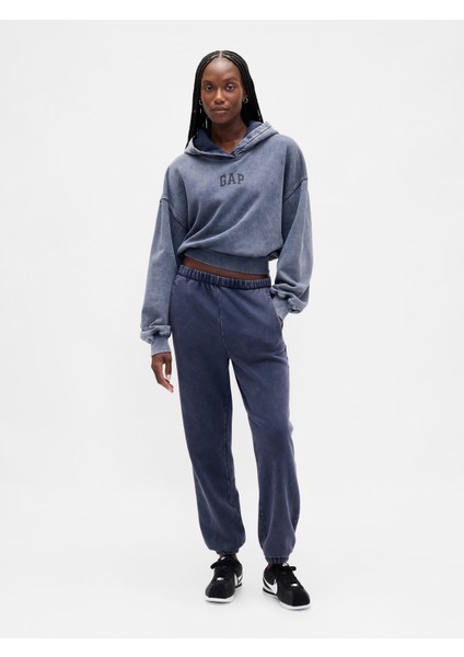 Kadın Lacivert Gap Logo Vintagesoft Crop Fleece Sweatshirt modelleri