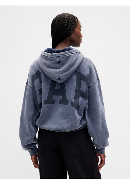 Kadın Lacivert Gap Logo Vintagesoft Crop Fleece Sweatshirt fırsatları
