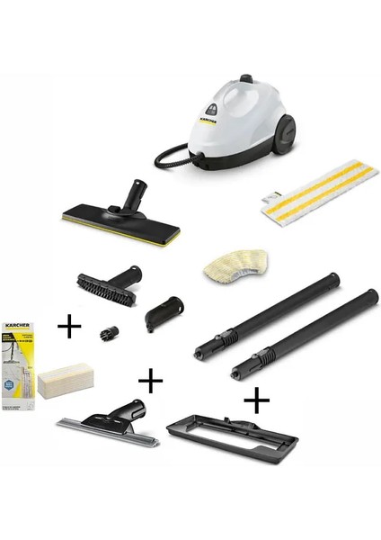 Sc 2 Easyfix Buharlı Temizlik Makinesi + Cam Temizleme Aparatı + 15 Mikrofiber Bez + Halı Başlığı