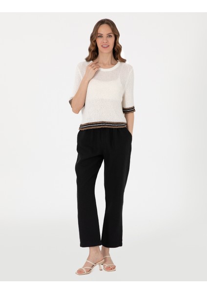 Kadın Ekru Regular Fit Triko Tişört 50306558-VR019 fırsatları