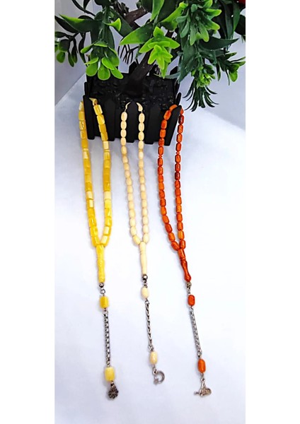 2 Beyrut Damla ve 1 Beyrut Toz Kehribar 3'lü Tesbih Seti-Hediyelik Aksesuar Tesbih Seti