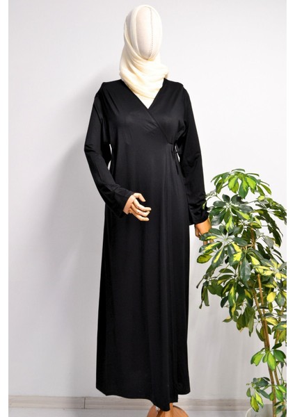 Kadın Yandan Bağlamalı Pamuklu Penye Namaz Elbisesi – 38-48 Beden