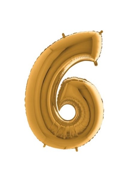 Rakam Balon Gold 6 Rakamı - 100CM