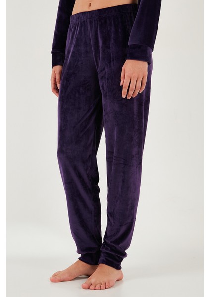 Standart Fit Bisiklet Yaka Yumuşak Kadife Pijama Takımı Bayan Pijama Takımı 6094201 indirimleri