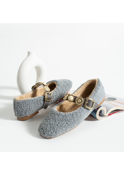 Kadın Peluş Toka Detay Düz Taban Ev Babet fiyatları