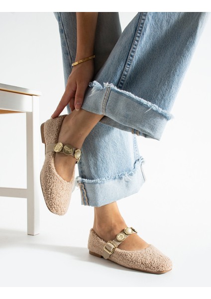 Kadın Peluş Toka Detay Düz Taban Ev Babet fiyatları