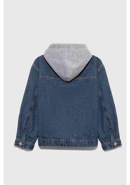 % 100 Pamuk Regular Fit Kapüşonlu Çift Göğüs Cepli Kot Ceket Erkek Çocuk Kot Ceket 6111402 fiyatları