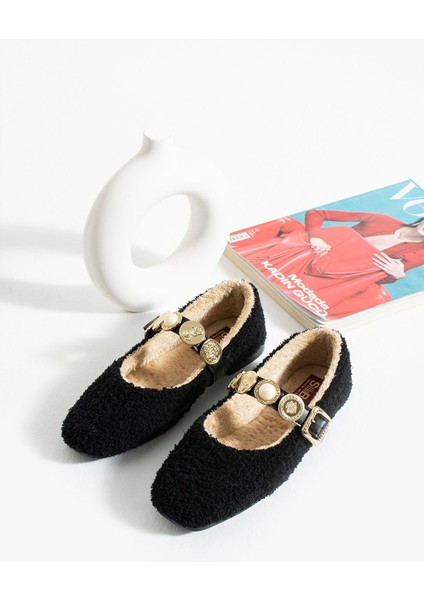 Kadın Peluş Toka Detay Düz Taban Ev Babet fiyatları