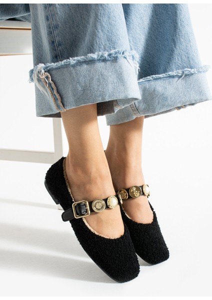 Kadın Peluş Toka Detay Düz Taban Ev Babet fırsatları