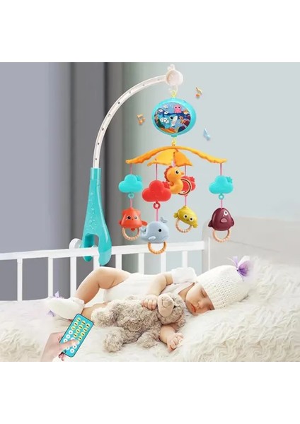 Kumandalı Projeksiyonlu Dönence – Işıklı, Müzikli, Pilli, Beşik Üstü Oyuncak (54×9,5 Cm)
