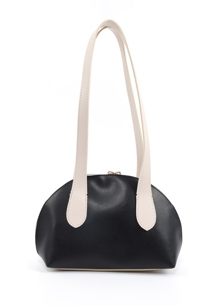 Siyah/krem SHK232 Suni Deri Tek Bölmeli Charm Mini Çanta Aksesuarlı El, Kol ve Omuz Çantası modelleri