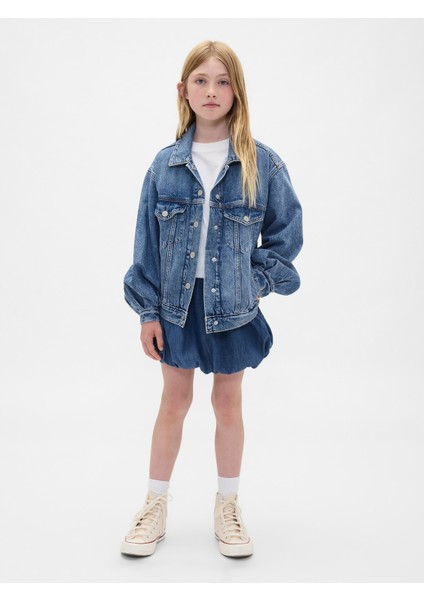 Kız Çocuk Mavi Denim Bubble Şort modelleri