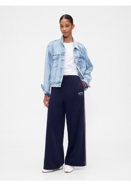 Kadın Lacivert Baggy Eşofman Altı Jean Pantolon