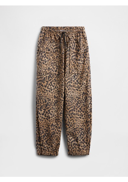 Kız Çocuk Kahverengi Paraşüt Pantolon