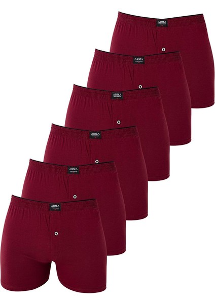 6'lı Paket Bordo Erkek Penye Havlu Bel Boxer %100 Pamuk