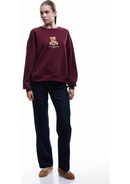 Bordo Kadın Sweatshirt 6WAL10106IK fiyatları