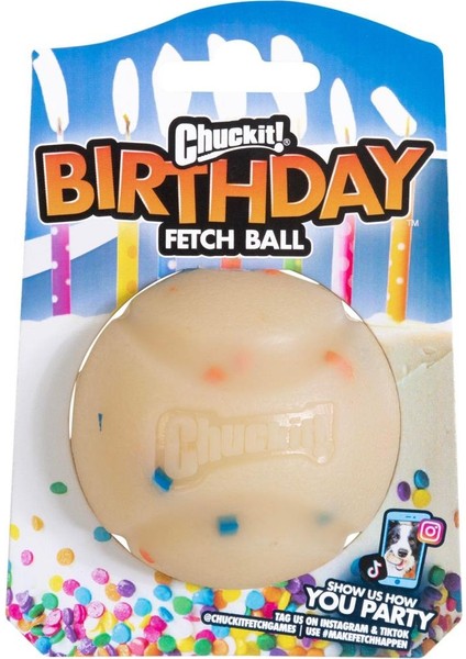 ! Birthday Fetch Ball Doğum Günü Temalı Köpek Oyun Topu Orta Boy 6,5 cm